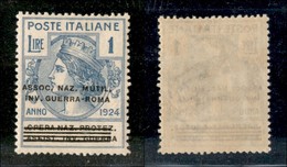 21279 REGNO D'ITALIA - PARASTATALI - 1924 – 1 Lira Invalidi Di Guerra (75) – Gomma Integra - Other & Unclassified