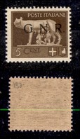 21317 REPUBBLICA SOCIALE - GNR BRESCIA - 1943 - 5 Cent (470/I) Con Filigrana Lettere 14/10 - Gomma Integra - Autres & Non Classés