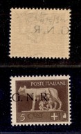 21322 REPUBBLICA SOCIALE - GNR BRESCIA - 1943 - 5 Cent (470/I Fdq) Con Soprastampa A Sinistra E Decalco - Gomma Integra  - Altri & Non Classificati