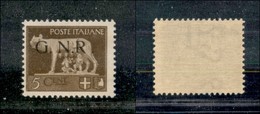 21324 REPUBBLICA SOCIALE - GNR BRESCIA - 1943 - 5 Cent (470/Il) - R Accostata - Gomma Integra (400) - Autres & Non Classés