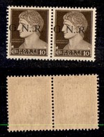 21328 REPUBBLICA SOCIALE - GNR BRESCIA - 1943 - 10 Cent (471/I) In Coppia - R Scalpellato A Destra - Gomma Integra - Altri & Non Classificati