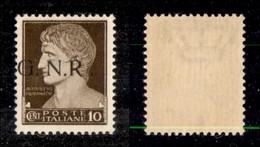 21329 REPUBBLICA SOCIALE - GNR BRESCIA - 1943 - 10 Cent (471/Iba+l) Con Soprastampa A Sinistra + R Accostato A N - Gomma - Autres & Non Classés