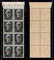 21337 REPUBBLICA SOCIALE - GNR BRESCIA - 1943 - 15 Cent (472/I) - Blocco Di 8 Bordo Foglio - Gomma Integra - Raybaudi - Andere & Zonder Classificatie