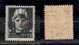 21340 REPUBBLICA SOCIALE - GNR BRESCIA - 1943 - 15 Cent (472/Ig) Con R A Sinistra - Gomma Integra (150) - Autres & Non Classés