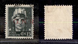 21343 REPUBBLICA SOCIALE - GNR BRESCIA - 1943 - 15 Cent (472/Ihb) Con Punto A Sinistra (150) - Autres & Non Classés