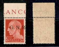 21357 REPUBBLICA SOCIALE - GNR BRESCIA - 1943 - 20 Cent (473/Ihb) Con Punto A Sinistra - Gomma Integra (105) - Autres & Non Classés