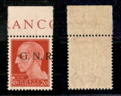 21357 REPUBBLICA SOCIALE - GNR BRESCIA - 1943 - 20 Cent (473/Ihb) Con Punto A Sinistra - Gomma Integra (105) - Altri & Non Classificati