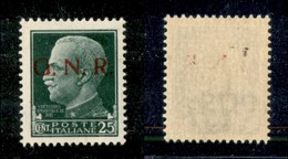 21369 REPUBBLICA SOCIALE - GNR BRESCIA - 1943 - 25 Cent (474/I - CEI 5/I) - Seconda Tiratura - Gomma Integra - Cert. AG - Andere & Zonder Classificatie