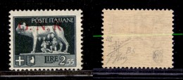 21408 REPUBBLICA SOCIALE - GNR BRESCIA - 1943 - 2,55 Lire (483/I) - Soprastampa Slittata (doppia G) - Oliva + Sorani - Autres & Non Classés