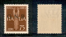 21421 REPUBBLICA SOCIALE - GNR BRESCIA - 1943 – 75 Cent (119/I – CEI 3/I – Aerea) – Seconda Tiratura – Gomma Integra – O - Andere & Zonder Classificatie