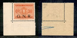 21432 REPUBBLICA SOCIALE - GNR BRESCIA - 1943 – 30 Cent (51/Ib) Angolo Di Foglio (pos. 191) Con Soprastampa Su Segnatass - Sonstige & Ohne Zuordnung