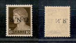 21445 REPUBBLICA SOCIALE - GNR VERONA - 1944 – 10 Cent Bruno (471a) Soprastampa Capovolta + Decalco Delle Lettere N.R. - - Sonstige & Ohne Zuordnung