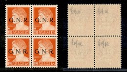 21466 REPUBBLICA SOCIALE - GNR VERONA - 1944 - 1,75 Lire (481) In Quartina - Gomma Integra - Wolf (52) - Autres & Non Classés