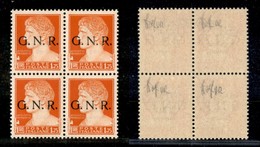 21466 REPUBBLICA SOCIALE - GNR VERONA - 1944 - 1,75 Lire (481) In Quartina - Gomma Integra - Wolf (52) - Sonstige & Ohne Zuordnung