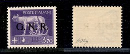 21471 REPUBBLICA SOCIALE - GNR VERONA - 1944 - 3,70 Lire (484) - Gomma Integra - Ottima Centratura - Oliva (180) - Sonstige & Ohne Zuordnung