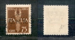 21482 REPUBBLICA SOCIALE - GNR VERONA - 1944 - 75 Cent Posta Aerea (119) Usato - Fiecchi (280) - Autres & Non Classés