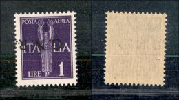 21487 REPUBBLICA SOCIALE - GNR VERONA - 1944 - 1 Lira Posta Aerea (121a) Soprastampa Capovolta - Gomma Integra (110) - Altri & Non Classificati