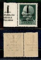 21522 REPUBBLICA SOCIALE - FASCETTI - 1944 – Roma - 25 Cent (491) Bordo Foglio Con Soprastampa Ripetuta A Margine (pos.  - Autres & Non Classés