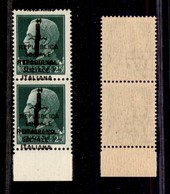 21524 REPUBBLICA SOCIALE - FASCETTI - 1944 – Verona – 25 Cent (491b) – Coppia Verticale Bordo Foglio Con Doppia Soprasta - Sonstige & Ohne Zuordnung