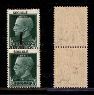 21533 REPUBBLICA SOCIALE - FASCETTI - 1944 – Firenze – 25 Cent (491pka) In Coppia Verticale – Solo Sociale Italiana + Sp - Autres & Non Classés