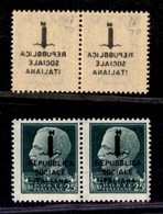 21536 REPUBBLICA SOCIALE - FASCETTI - 1944 – Torino – 25 Cent (491s) – Coppia Orizzontale (pos. 16/17) Con Decalco – Gom - Sonstige & Ohne Zuordnung