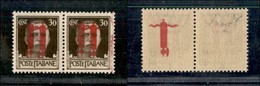 21540 REPUBBLICA SOCIALE - FASCETTI - 1944 - Fascetti - Coppia Orizzontale Del 30 Cent (492d+492s) Doppia Soprastampa Ca - Sonstige & Ohne Zuordnung