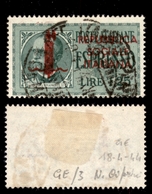 21558 REPUBBLICA SOCIALE - FASCETTI - 1944 - Genova - 1,25 Lire (21 - Espressi) - Posizione 3 - Cert. Cipriani - Other & Unclassified