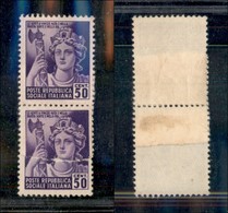 21562 REPUBBLICA SOCIALE - RSI - 1944/1945 - 50 Cent Allegoria (507c) - Coppia Verticale Su Carta Ricongiunta - Senza Go - Other & Unclassified