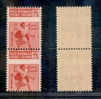 21563 REPUBBLICA SOCIALE - RSI - 1944/1945 - 75 Cent Tamburino (508d) - Coppia Verticale Con Dentellatura Fortemente Spo - Sonstige & Ohne Zuordnung