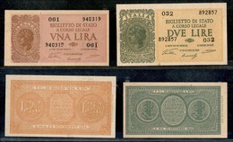 21574 REPUBBLICA SOCIALE - RSI - 1944 – Biglietti Di Stato (Ventura Simoneschi Giovinco) Da 1 Lira E Da 2 Lire – Mai Cir - Autres & Non Classés