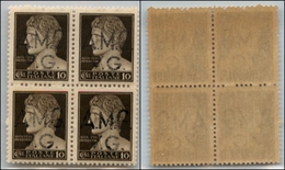 21582 TRIESTE - AMGVG - 1945 – 10 Cent (2hv) In Quartina – Soprastampe Evanescenti – Gomma Integra (200+) - Other & Unclassified