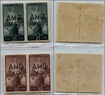 21608 TRIESTE - AMGVG - 1946 – 2 Lire (19o+19) + 20o+20) – Due Coppie – Gomma Originale - Altri & Non Classificati