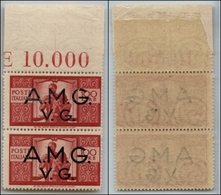 21609 TRIESTE - AMGVG - 1946 – 100 Lire (21) – Coppia Bordo Foglio – Gomma Integra – G Rotta Sul Pezzo Superiore - Other & Unclassified