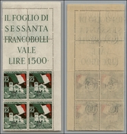 21669 TRIESTE - AMGFTT - 1952 - 25 Lire Fiera Di Trieste (152) - Blocco Verticale Con Scritte Angolari E Filigrana Lette - Autres & Non Classés