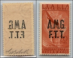 21677 TRIESTE - AMGFTT - 1947 - 20 Lire Radio (9b-Aerea) Con Decalco - Gomma Integra - G.Bolaffi (65) - Andere & Zonder Classificatie