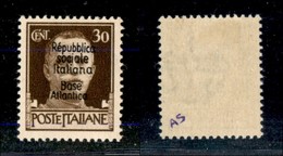 21772 ENISSIONI LOCALI - BASE ATLANTICA - 1943 – 30 Cent (28) – Gomma Originale (25) - Autres & Non Classés