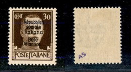 21772 ENISSIONI LOCALI - BASE ATLANTICA - 1943 – 30 Cent (28) – Gomma Originale (25) - Other & Unclassified