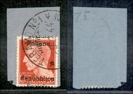 21807 ENISSIONI LOCALI - TERAMO - 1944 – 20 Cent (2d) Usato Su Frammento – Soprastampa Spostata (Sociale A Cavallo Della - Sonstige & Ohne Zuordnung