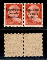 21808 ENISSIONI LOCALI - TERAMO - 1944 – 20 Cent (2 + 2 L) – Coppia Con U Piccolo A Destra – Gomma Integra (100+) - Sonstige & Ohne Zuordnung