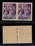 21826 EMISSIONI CLN - AOSTA - 1944 – 50 Cent (2) – Coppia Orizzontale Con Soprastampe Disallineate – Gomma Integra – Non - Altri & Non Classificati