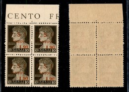 21868 EMISSIONI CLN - MANTOVA - 1945 – 10 Cent + 1,90 Lire (1) In Quartina – Gomma Integra (40+) - Autres & Non Classés