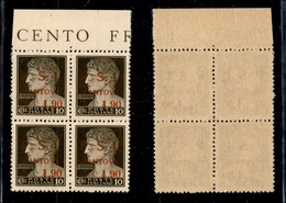 21868 EMISSIONI CLN - MANTOVA - 1945 – 10 Cent + 1,90 Lire (1) In Quartina – Gomma Integra (40+) - Altri & Non Classificati