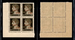 21869 EMISSIONI CLN - MANTOVA - 1945 – 10 Cent + 1,90 Lire (1) Quartina Angolare – Senza Punto Dopo S (1w) In Alto A Sin - Sonstige & Ohne Zuordnung