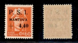 21884 EMISSIONI CLN - MANTOVA - 1945 - 60 Cent + 4,40 Lire (5yg) Con Punto Piccolo Dopo P E I - Gomma Integra (100) - Autres & Non Classés