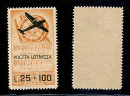 21923 CORPO POLACCO - POSTA AEREA - 1946 - 25 Lire + 100 (3-Aerea) - Gomma Integra (60) - Andere & Zonder Classificatie