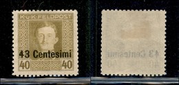 21927 OCCUPAZIONI - AUSTRIACA - 1918 - 43 Cent Su 40 Heller (12ab) Dentellato 11 1/2 - Nuovo Con Gomma (140) - Autres & Non Classés