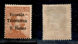 21974 OCCUPAZIONI - TRENTINO - ALTO ADIGE - 1918 – 0 Heller Su 20 Cent (30c) Usato – Senza 2 (150) - Altri & Non Classificati