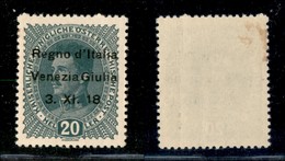 21983 OCCUPAZIONI - VENEZIA GIULIA - 1918 - 20 Heller (7k) Senza Punto Dopo 18 - Gomma Originale (40) - Andere & Zonder Classificatie