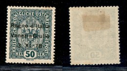 21984 OCCUPAZIONI - VENEZIA GIULIA - 1918 - 50 Heller (11k) Senza Punto Dopo 18 - Gomma Originale (120) - Andere & Zonder Classificatie