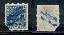 21985 OCCUPAZIONI - VENEZIA GIULIA - 1918 - Demonetizzati - 2 Kronen Azzurro (15l) - Fili Di Seta - Nuovo Con Gomma - Autres & Non Classés